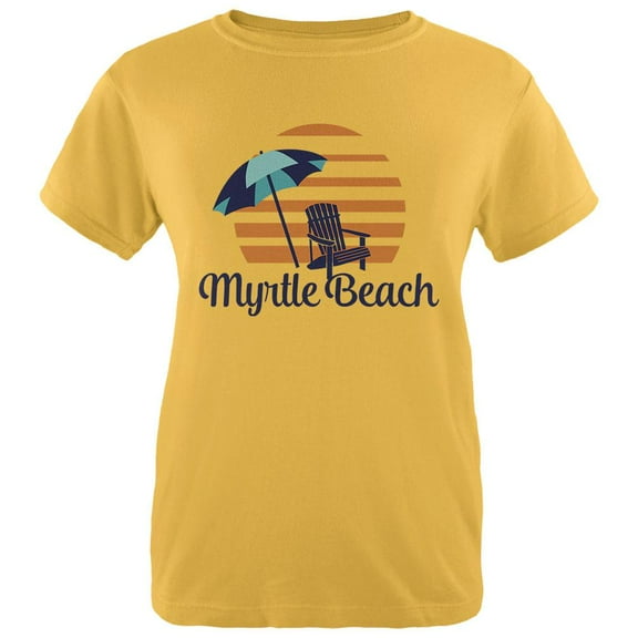 Summer Sun Sunset Myrtle Beach Womens T Shirt Yellow X-LG