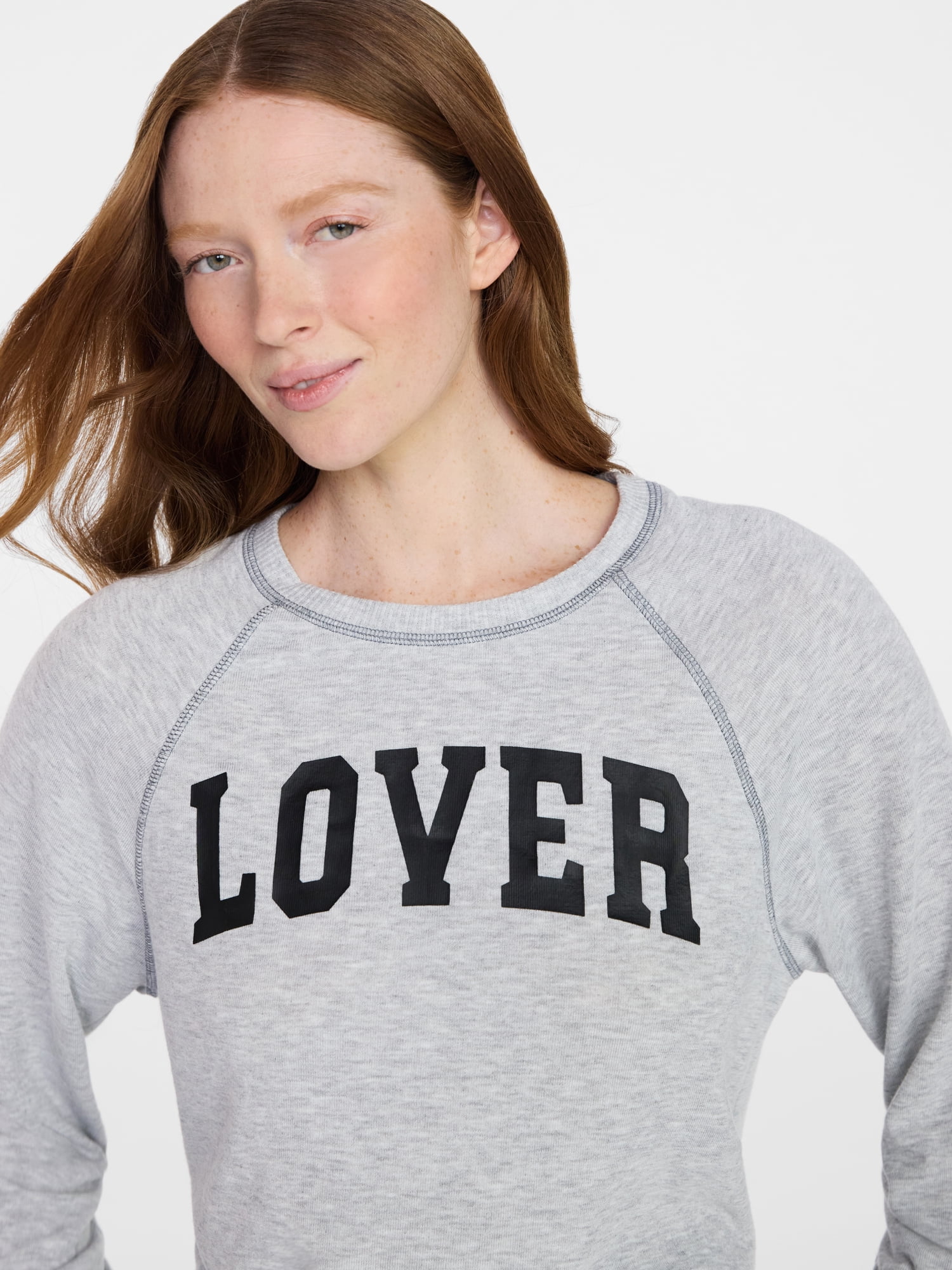 Joyspun Women's Cozy Lounge Collection Hacci Knit Long Sleeve Sleep Top, Sizes XS to 3X