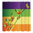 thumbnail image 3 of Ambesonne Nature Shower Curtain, Floral Leaves Stripes, 69"Wx75"L, Multicolor, 3 of 5