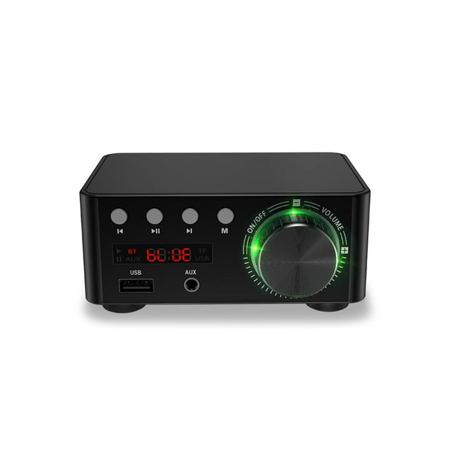 Bluetooth Numérique Compatible 5.0 HiFi Puissance Amplificateur Audio USB TF Carte MP3 Lecteur de Musique-Noir