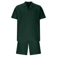 thumbnail image 3 of Rvwovn Men's Button-Down 2-Piece Set – Collar Chest Pocket Shirt & Casual Shorts Slim Fit Outfit, 3 of 5