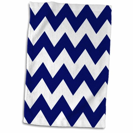 3dRose Dark blue and white chevron pattern - Towel  15 by 22-inch