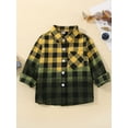 thumbnail image 2 of Bagilaanoe Toddler Baby Girl Boy Shirt Jacket Gradient Plaid Long Sleeve Single-Breasted Shacket Coat 18M 24M 3T 4T 5T 6T Kids Fall Casual Outwear, 2 of 9