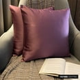 thumbnail image 5 of The HomeCentric Decorative Thow Pillow Covers Light Purple Pack of 2, 18"x18" (45x45 cm) Satin Solid Throw Cushion Covers For Couch, Solid Modern Style - Light Purple Slub Satin, 5 of 10