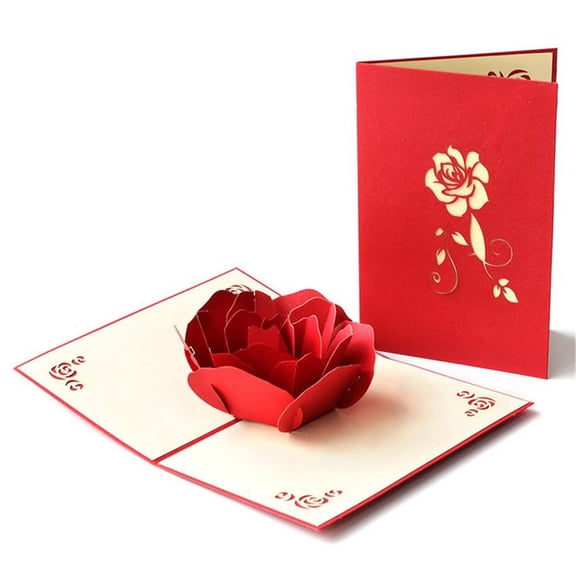 Elegant 3D Up Greeting Card for Wedding Anniversary Valentine's Day Celebration and Memorable Stationery
