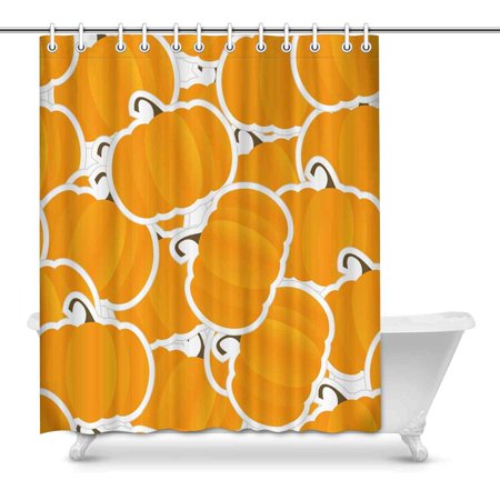 Pop Orange Pumpkin Bathroom Decor Effect Shower Curtains 60x72