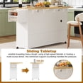 thumbnail image 3 of ANPOO Rolling Large Kitchen Island Cart with Sliding Drop Leaf, Trash Can Storage & Power Outlet, 7 Spice Racks, 63" White, 3 of 9