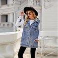 thumbnail image 5 of FLMEI Women's Hooded Denim Vest Breathable Sleeveless Jackets Summer Jeans Vest Womens Hoodie Washed Cowboy Waistcoat Tops XS-XL, 5 of 9