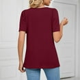thumbnail image 6 of Bigersell Women's Summer Casual Tops Women Fashion Solid Color Casual Square Neck Short Sleeve Loose T-Shirt Blouse Tops Women Blouse Crew Neck Short Sleeve Blouses Style B28838, Wine XL, 6 of 6