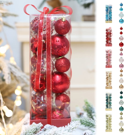 Wzzjkit 4" Christmas Balls Christmas Tree Decoration Ornaments Shatterproof Hanging Balls for Birthday Halloween Holiday Wedding Decorations Set of 24pcs