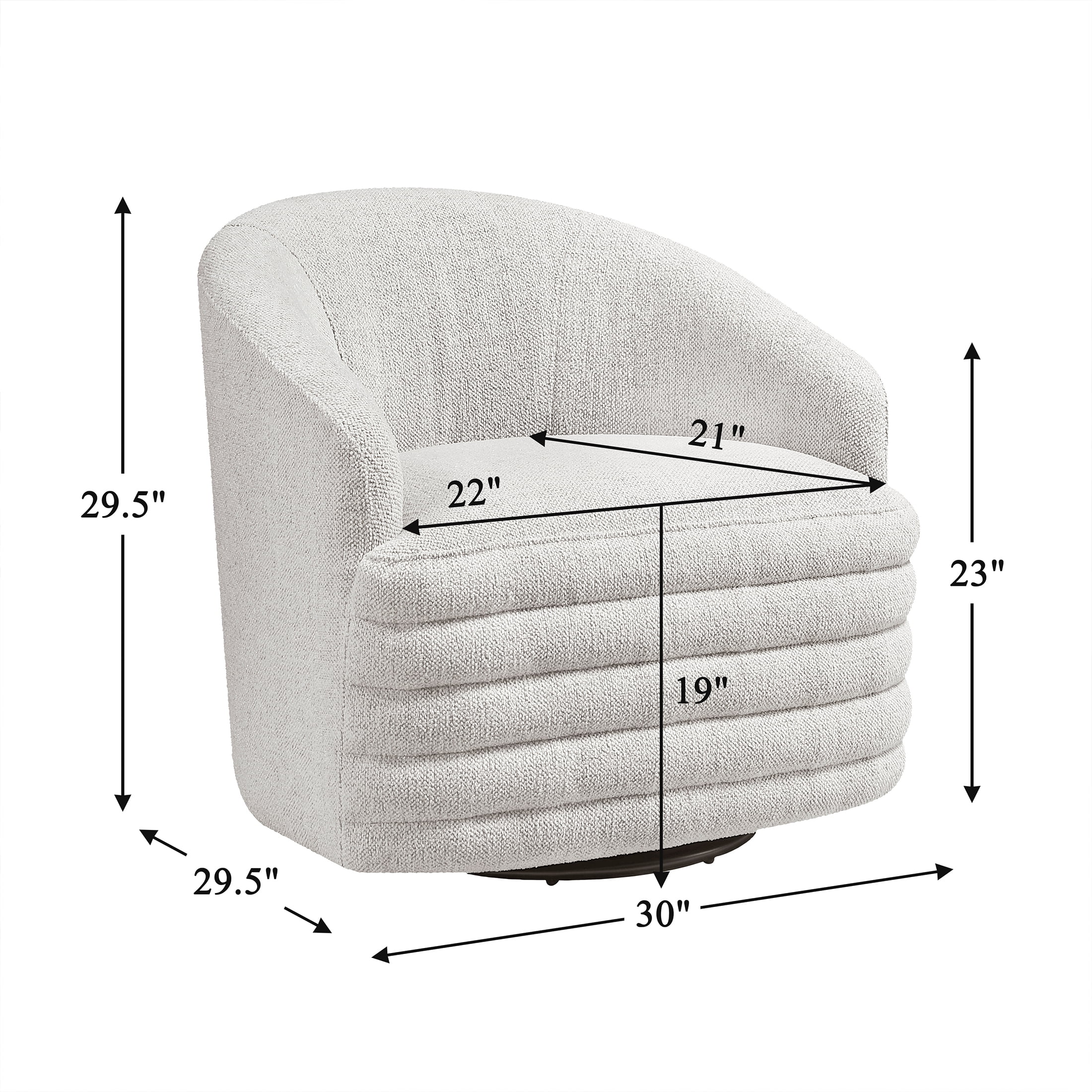 OakvillePark Tavira Chenille Barrel Swivel Chair, Beige