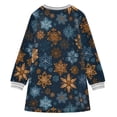 thumbnail image 6 of Girls' long-sleeved dress Snow Flower Blue Orange Girls' A-line dress with ribbed cuffs Soft and comfortable, 6 of 6