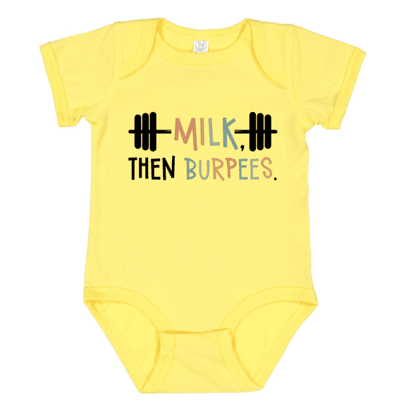 Baby Onesie Hub Cute MILK, THEN BURPEES Graphic Infant Bodysuit Baby Gift