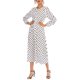 thumbnail image 1 of VISgogo Vestido casual de primavera para mujer, vestido midi de ajuste regular con cuello redondo y manga larga con estampado de lunares VISgogo  moda, 1 of 9