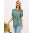 thumbnail image 4 of DARING DIVA Women's Boho Short Sleeve Floral Blouse Casual V Neck Shirts XS Blue, 4 of 6
