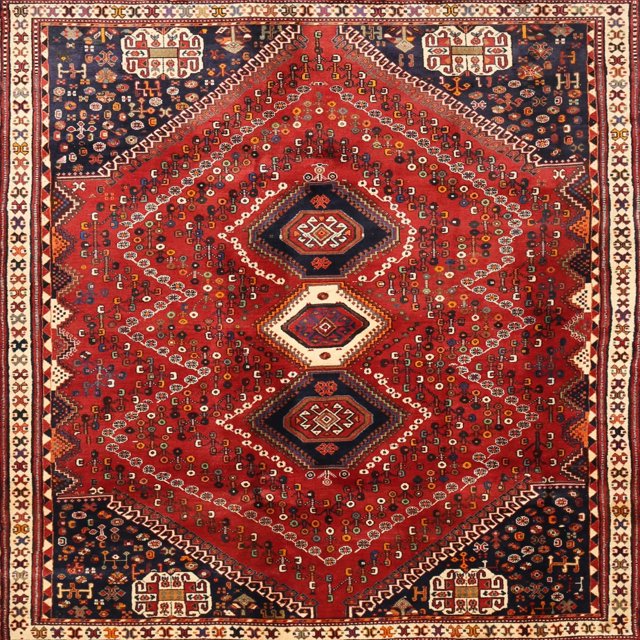 Ahgly Tapis d'Intérieur Lavable en Machine Carré Traditionnel Rouille Rose, 10 Pieds Carré
