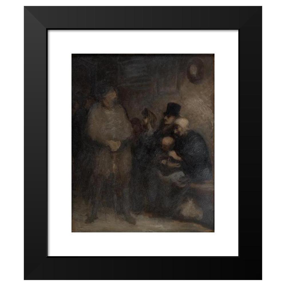 Honoré Daumier 12x14 Black Modern Framed Museum Art Print Titled - A Waiting Room (The Waiting Room) (Between 1850 and 1853)