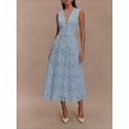 thumbnail image 4 of White Eyelet Lace Midi Dress With Scalloped V-Neck And Sleeveless Fit, 4 of 7