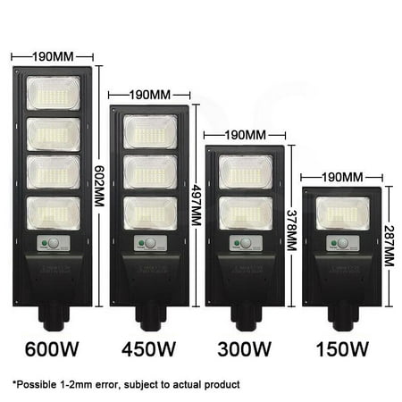 

150W-600W LED Solar Street Dusk To Dawn IP66 Outdoor Yard Road Lamp FloodLights