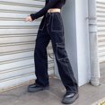 thumbnail image 2 of JJHGVB Jeans for Women Baggy Jeans Women's Autumn/Winter Loose Wide Leg Jeans Women's Solid Color Casual Denim Pants Barrel Jeans Women High Waisted Jeans Black L, 2 of 5
