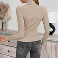 thumbnail image 5 of Lumtrix Women's Ribbed Turtleneck Tops Long Sleeve Stretch Shirts Knitted Fitted Lightweight Base Layer Spring Winter Sweaters Khaki S, 5 of 5