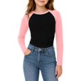 thumbnail image 3 of Girls Long Sleeve Shirts Raglan Color Slim Fit Cute Tunic Top for 5-14 Years, 3 of 6