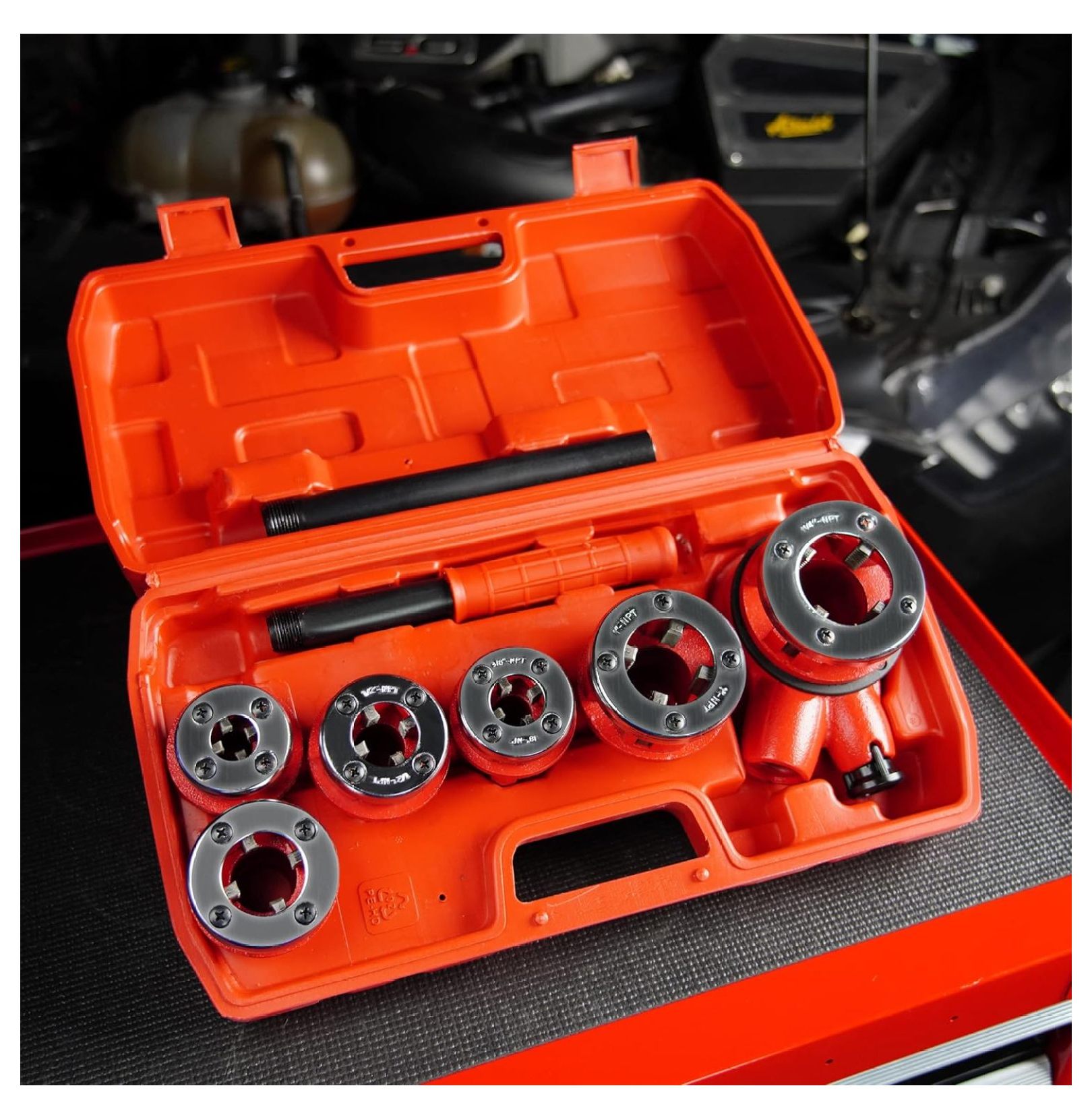 YuraZH Ratchet Pipe Threader - Galvanized Pipe Threader Kit with 6 Iron Pipe Dies for Threading Metal and PVC Pipes