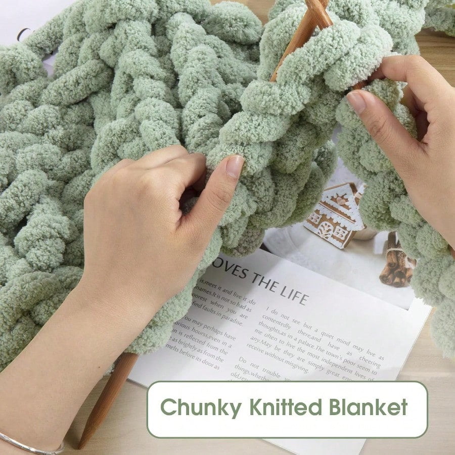 8 Pack Assorted Chunky Yarn for Crochetinger Bulky Large Soft Fluffy Yarn Plush Fuzzy Yarn Thick Chenille Yarn for Hand Knitting/Arm Knitting 4 White 4 Sage Green 27yds 8 oz Each Skein