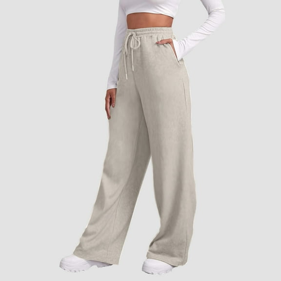 Women’s Lined Sweatpants Wide Straight Leg Pants Bottom Sweatpants Joggers Pants Workout High Waisted Yoga Pants With Pockets Casual Pants with Pockets Women Buttery Sweatpants Casual Attire Cropped