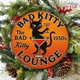 thumbnail image 3 of HELLOYOUNG Bad Kitty Lounge Vintage Tin Metal Sign 8x8 Inch Round Wall Art Retro Bar Cafe Decor, 3 of 10