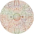 thumbnail image 1 of Unique Loom Lyon Collection Modern Abstract Round Rug, 8 Feet, Ivory/Pink, 1 of 10