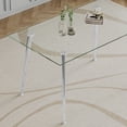 thumbnail image 4 of Dining Table Set Of 5, 0.32" Thick Tempered Glass Top Dining Table With Metal Legs And Four Fabric Dining Chairs, Table Size: 51.18" L X 31.50" W X 29.53" H Yca-02, 4 of 9