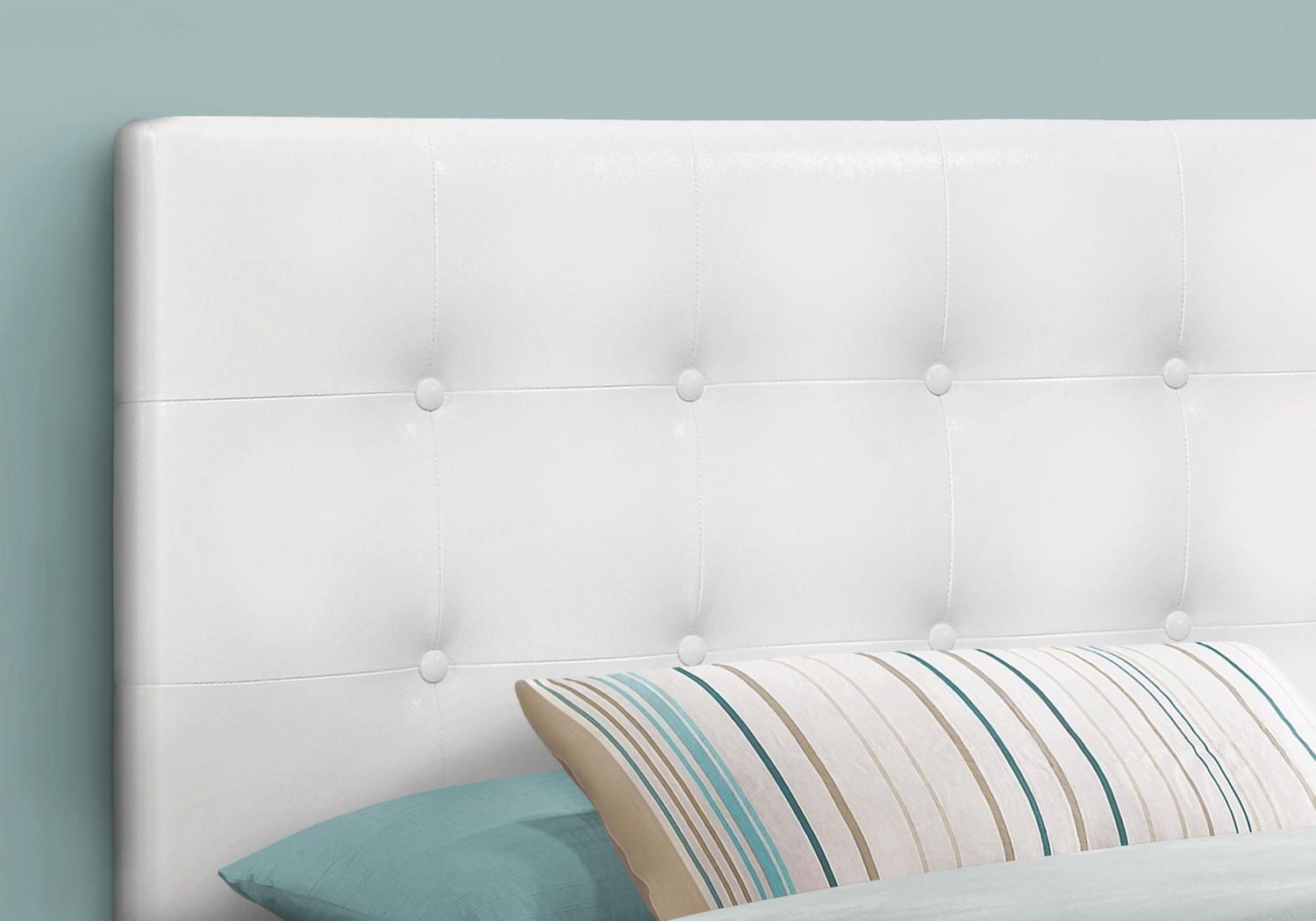 Monarch Specialties Bed, Headboard Only, Twin Size, Bedroom, Upholstered, Pu Leather Look, White, Transitional