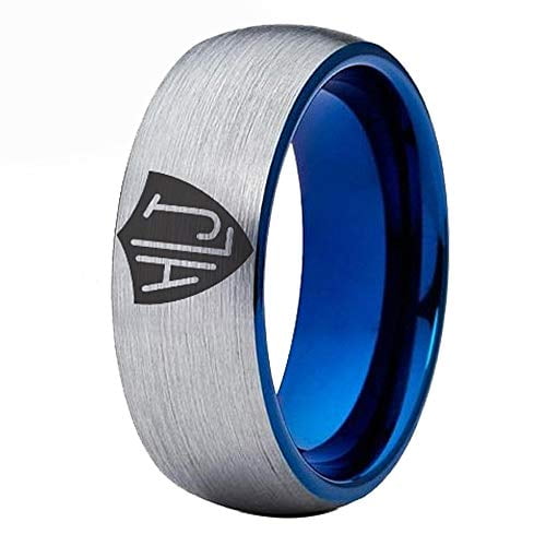8mm Width CTR Ring Spanish HLJ Ring Black Pipe or Silver Tone Brushed Dome and Blue Inside Free Customized Service 8mm Silver Tone and Blue 11 Walmart