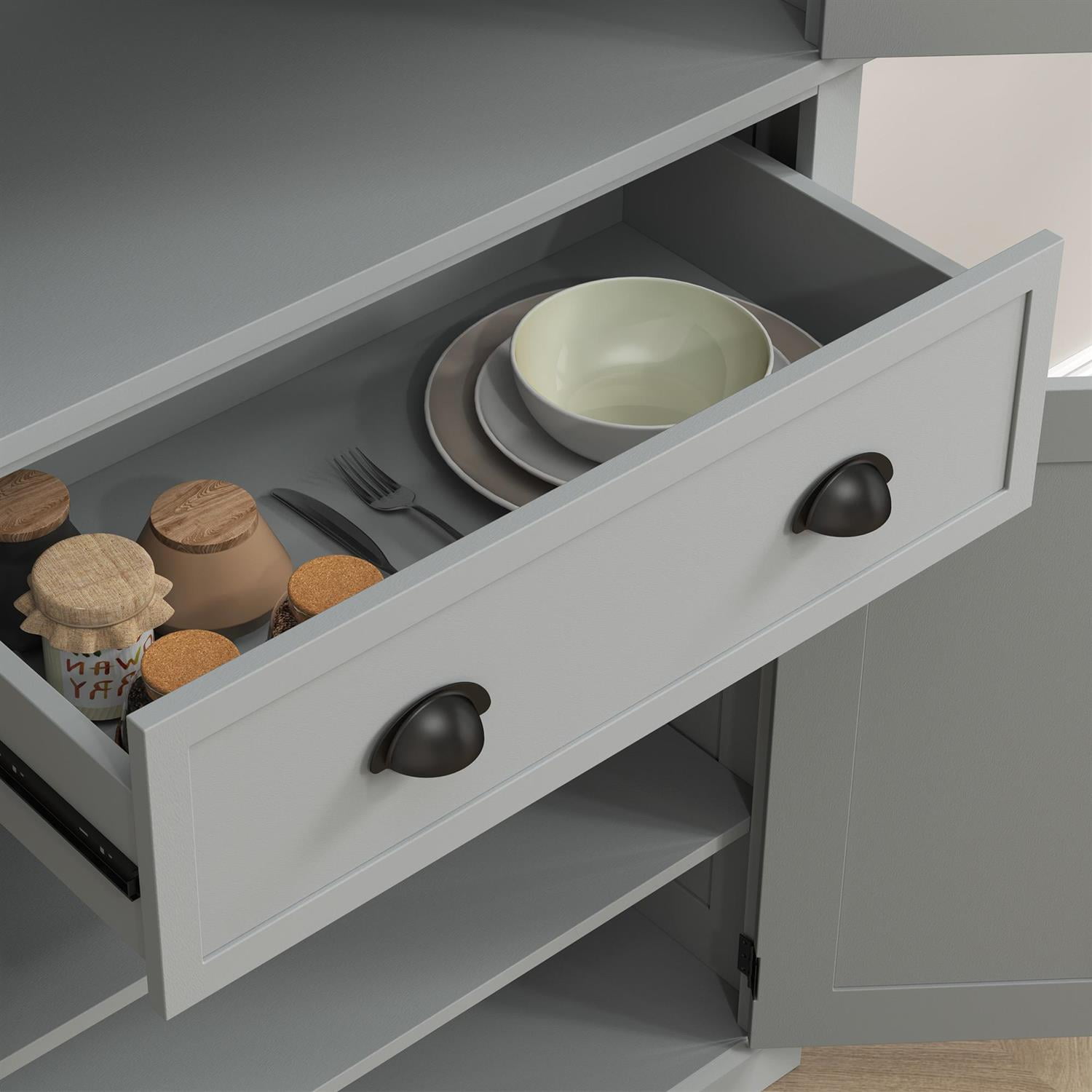 Demi Bonn 72.5" Kitchen Pantry Storage Cabinet with Doors and Shelves, Standing Food Pantry Organizer, Space Saving Design for Home Kitchen, Gray