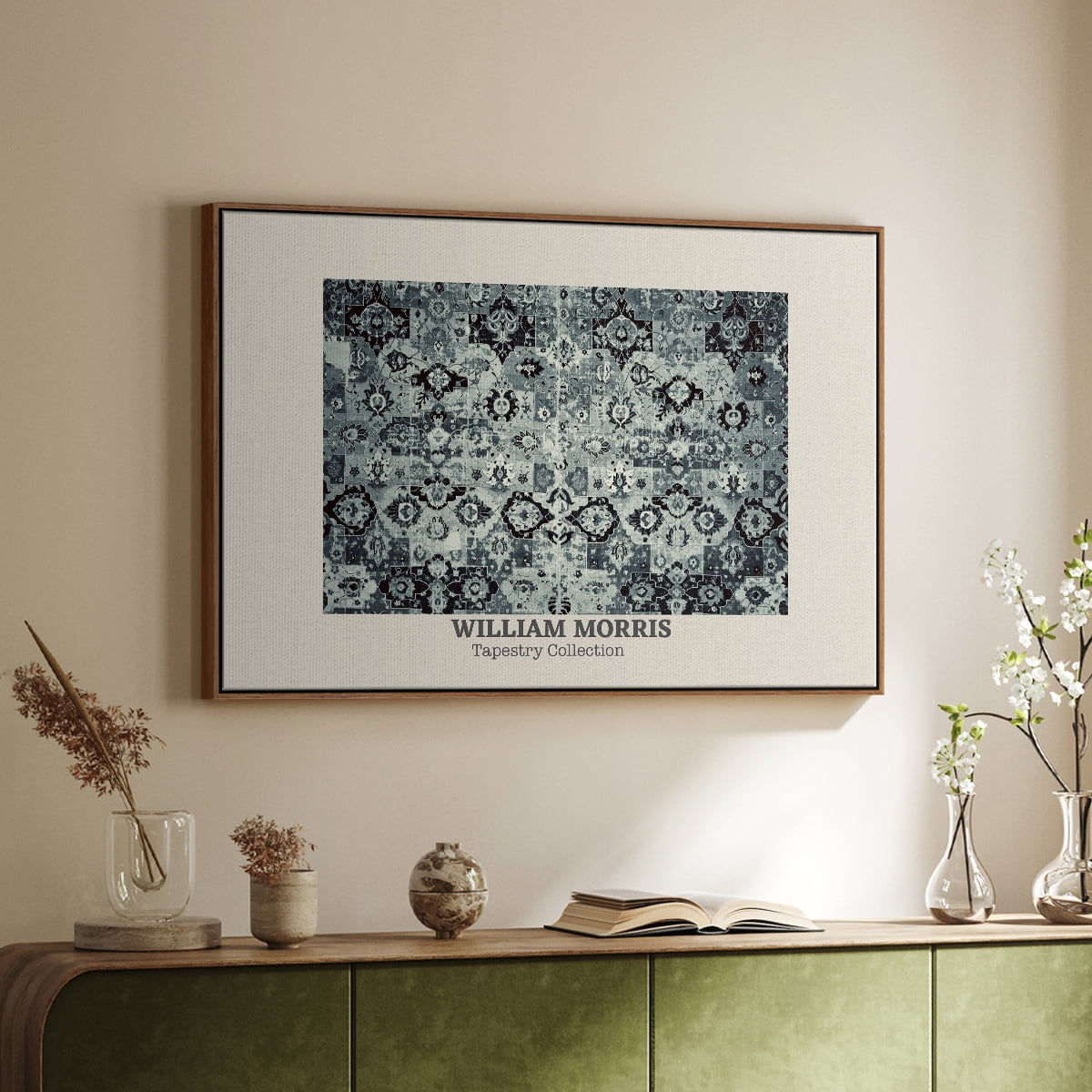 Vintage Abstract Print-XXXIV Framed in Walnut Wood Gallery Wrapped Canvas 17 in. x 25 in.