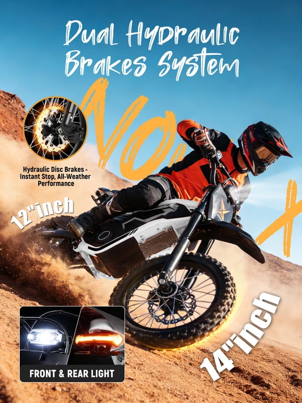 ESKUTE NOVAX Electric Dirt Bike for Adults/Teens, 4000W 46MPH Fast Electric Motorcycle, 48V 22.8Ah Long Range Battery, Full Suspension, Hydraulic Brakes, White, UL2849