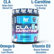 BPI Sports CLA + Carnitine Powder, Snow Cone, 50 Servings, Weight Loss & Lean Muscle Support (12.34 oz, 350g)