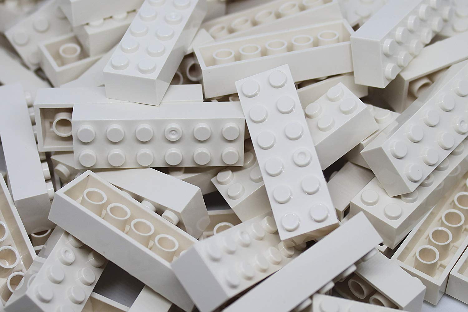 Q-Bricks 250 Piece White 2x1 Building Bricks Loose Pack - Compatible & Creative Toy Blocks