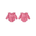 thumbnail image 2 of Loicainy Infant Baby Girls Fall Bodysuit 3 6 12 18 Months Long Sleeve Ruffled Round Neck Romper Clothes, 2 of 9