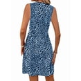 thumbnail image 2 of Katigan Womens Leopard Print Knot Front Dress Casual Elegant Wrap Style Bodycon Midi Dress for Party Date Blue L, 2 of 6