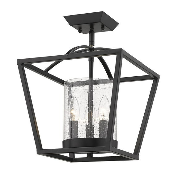 Golden Lighting Mercer 3-light Semi-Flush Mount in Matte Black