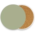 thumbnail image 2 of Coolnut Sage Green Solid Color Coaster, Drinks Round Absorbent Stone Set with Ceramic Stone and Cork Base, Tabletop Protection Mats and Cups Place for 4PCS Home Decor, 2 of 6