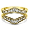 TwoBirch Brilliant Moissanite Mounted Vintage Style Filigree and Milgraining Contour Ring Guard In Sterling Silver (0.66ctw)