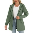 thumbnail image 6 of XFLWAM Rain Jacket Women Hooded Lightweight Raincoat Outdoor Waterproof Windbreaker Trench Coats Army Green L, 6 of 9