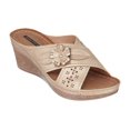 thumbnail image 1 of GC Shoes Womens Open Toe Memory Foam Wedge Sandals, Summer Platform Heels, Low Heeled Flower Crossband Slides, Dory/Gold/7, 1 of 4