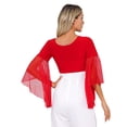 thumbnail image 3 of ZALDITA Women's 3/4 Tulle Flared Sleeve Wrap Tie Top Blouse Belly Dance Bolero Shrugs Cardigan Red One Size, 3 of 7