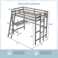 thumbnail image 3 of Costway Twin Size Loft Bed w/ Desk & Shelf 2 Ladders & Guard Rail for Kids Teens Bedroom Grey, 3 of 10