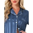 thumbnail image 5 of DARING DIVA Women's Satin Stripe Button Down Pajama Sets XL Blue, 5 of 6