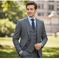 thumbnail image 2 of HBDesign Mens 3 Piece Suit Set Summer Lightweight Slim Fit Blazer Vest Pants Pinstripe for Business, 2 of 7